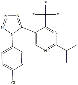 5-[1-(4-chlorophenyl)-1H-tetraazol-5-yl]-2-isopropyl-4-(trifluoromethyl)pyrimidine 化学構造式