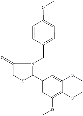 3-(4-methoxybenzyl)-2-(3,4,5-trimethoxyphenyl)-1,3-thiazolidin-4-one 化学構造式