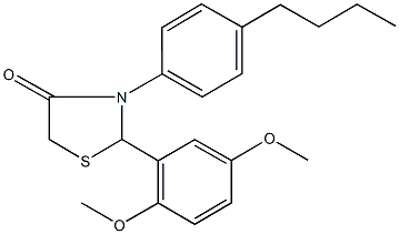 3-(4-butylphenyl)-2-(2,5-dimethoxyphenyl)-1,3-thiazolidin-4-one Structure