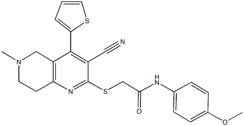 923557-87-3 2-{[3-cyano-6-methyl-4-(2-thienyl)-5,6,7,8-tetrahydro[1,6]naphthyridin-2-yl]sulfanyl}-N-(4-methoxyphenyl)acetamide