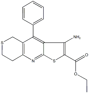 ethyl 3-amino-4-phenyl-7,8-dihydro-5H-thieno[2,3-b]thiopyrano[3,4-e]pyridine-2-carboxylate Structure