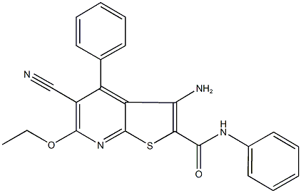 3-amino-5-cyano-6-ethoxy-N,4-diphenylthieno[2,3-b]pyridine-2-carboxamide Structure