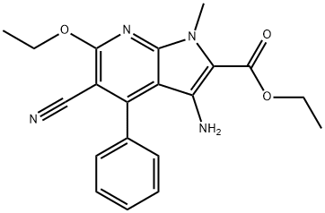 ethyl 3-amino-5-cyano-6-ethoxy-1-methyl-4-phenyl-1H-pyrrolo[2,3-b]pyridine-2-carboxylate Structure