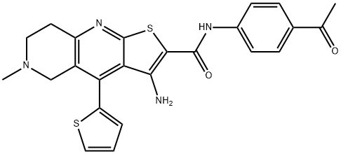N-(4-acetylphenyl)-3-amino-6-methyl-4-(2-thienyl)-5,6,7,8-tetrahydrothieno[2,3-b][1,6]naphthyridine-2-carboxamide Structure