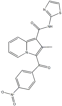 3-{4-nitrobenzoyl}-2-methyl-N-(1,3-thiazol-2-yl)-1-indolizinecarboxamide 化学構造式