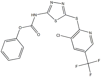 phenyl 5-{[3-chloro-5-(trifluoromethyl)-2-pyridinyl]sulfanyl}-1,3,4-thiadiazol-2-ylcarbamate Struktur