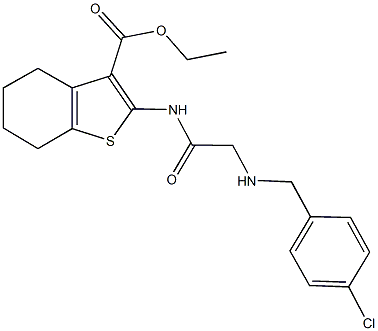 ethyl 2-({[(4-chlorobenzyl)amino]acetyl}amino)-4,5,6,7-tetrahydro-1-benzothiophene-3-carboxylate Struktur