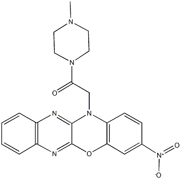 3-nitro-12-[2-(4-methyl-1-piperazinyl)-2-oxoethyl]-12H-quinoxalino[2,3-b][1,4]benzoxazine Structure