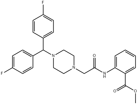 methyl 2-[({4-[bis(4-fluorophenyl)methyl]-1-piperazinyl}acetyl)amino]benzoate Struktur