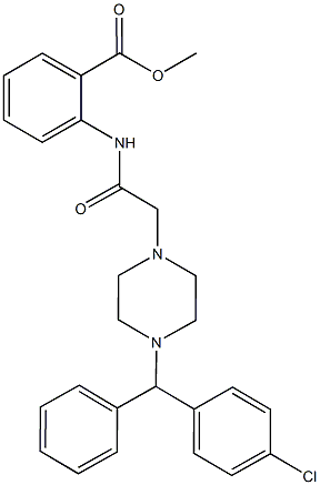 methyl 2-[({4-[(4-chlorophenyl)(phenyl)methyl]-1-piperazinyl}acetyl)amino]benzoate Struktur