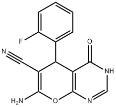 7-amino-5-(2-fluorophenyl)-4-hydroxy-5H-pyrano[2,3-d]pyrimidine-6-carbonitrile Structure