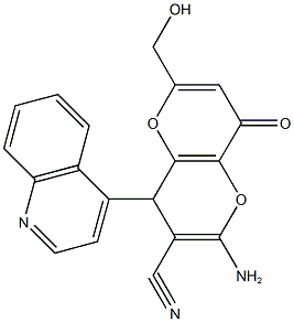 2-amino-6-(hydroxymethyl)-8-oxo-4-(4-quinolinyl)-4,8-dihydropyrano[3,2-b]pyran-3-carbonitrile Struktur