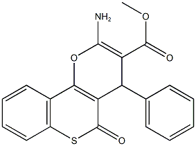 methyl 2-amino-5-oxo-4-phenyl-4H,5H-thiochromeno[4,3-b]pyran-3-carboxylate Struktur