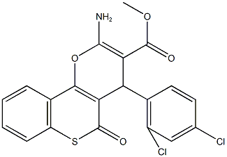 methyl 2-amino-4-(2,4-dichlorophenyl)-5-oxo-4H,5H-thiochromeno[4,3-b]pyran-3-carboxylate 化学構造式