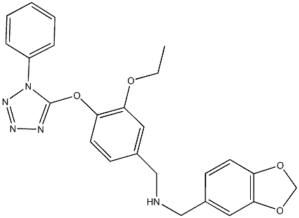 N-(1,3-benzodioxol-5-ylmethyl)-N-{3-ethoxy-4-[(1-phenyl-1H-tetraazol-5-yl)oxy]benzyl}amine Structure