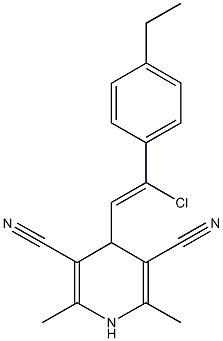 4-[2-chloro-2-(4-ethylphenyl)vinyl]-2,6-dimethyl-1,4-dihydro-3,5-pyridinedicarbonitrile,924864-95-9,结构式