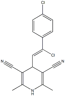 4-[2-chloro-2-(4-chlorophenyl)vinyl]-2,6-dimethyl-1,4-dihydro-3,5-pyridinedicarbonitrile 结构式