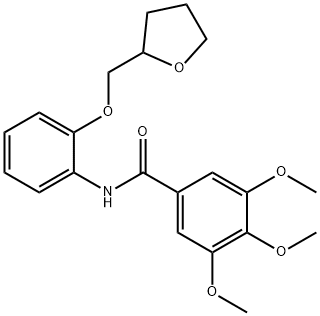 3,4,5-trimethoxy-N-[2-(tetrahydro-2-furanylmethoxy)phenyl]benzamide Struktur