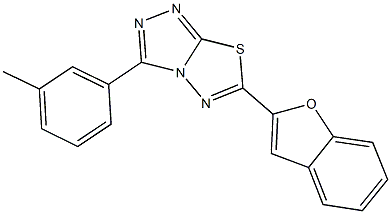 6-(1-benzofuran-2-yl)-3-(3-methylphenyl)[1,2,4]triazolo[3,4-b][1,3,4]thiadiazole 化学構造式