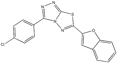 6-(1-benzofuran-2-yl)-3-(4-chlorophenyl)[1,2,4]triazolo[3,4-b][1,3,4]thiadiazole 化学構造式