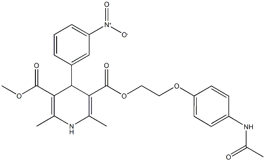 3-{2-[4-(acetylamino)phenoxy]ethyl} 5-methyl 4-{3-nitrophenyl}-2,6-dimethyl-1,4-dihydro-3,5-pyridinedicarboxylate Structure