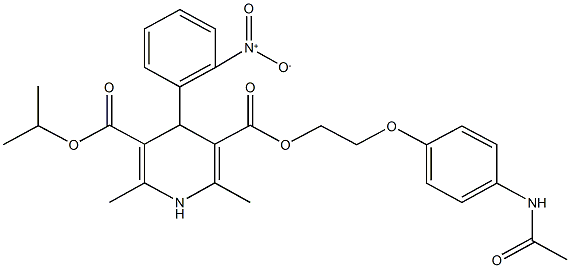 3-{2-[4-(acetylamino)phenoxy]ethyl} 5-isopropyl 4-{2-nitrophenyl}-2,6-dimethyl-1,4-dihydro-3,5-pyridinedicarboxylate,92564-98-2,结构式
