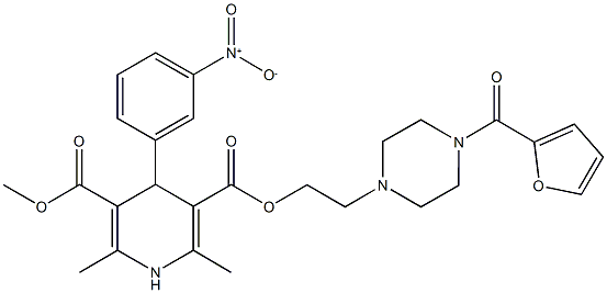 92565-13-4 3-{2-[4-(2-furoyl)-1-piperazinyl]ethyl} 5-methyl 4-{3-nitrophenyl}-2,6-dimethyl-1,4-dihydro-3,5-pyridinedicarboxylate