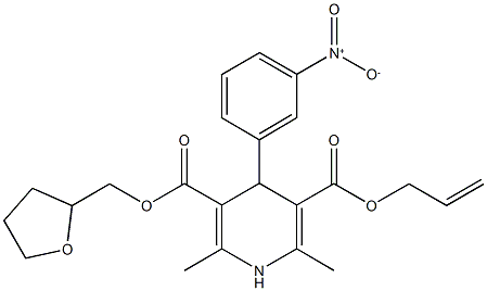 3-allyl 5-(tetrahydro-2-furanylmethyl) 4-{3-nitrophenyl}-2,6-dimethyl-1,4-dihydro-3,5-pyridinedicarboxylate,92565-22-5,结构式