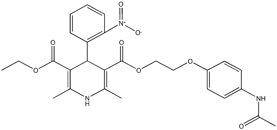 3-{2-[4-(acetylamino)phenoxy]ethyl} 5-ethyl 4-{2-nitrophenyl}-2,6-dimethyl-1,4-dihydro-3,5-pyridinedicarboxylate Structure