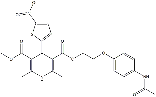 3-{2-[4-(acetylamino)phenoxy]ethyl} 5-methyl 4-{5-nitro-2-thienyl}-2,6-dimethyl-1,4-dihydro-3,5-pyridinedicarboxylate Structure