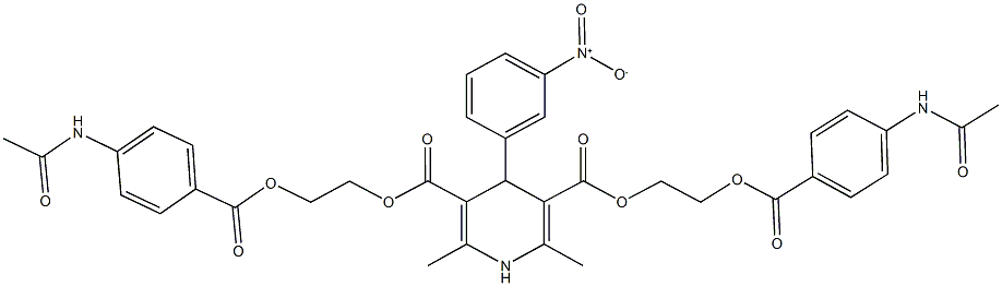 bis(2-{[4-(acetylamino)benzoyl]oxy}ethyl) 4-{3-nitrophenyl}-2,6-dimethyl-1,4-dihydro-3,5-pyridinedicarboxylate 结构式