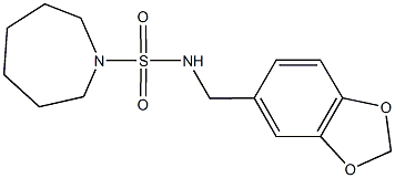 N-(1,3-benzodioxol-5-ylmethyl)-1-azepanesulfonamide 化学構造式