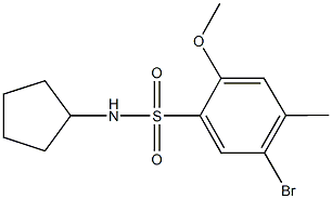 5-bromo-N-cyclopentyl-2-methoxy-4-methylbenzenesulfonamide,927636-85-9,结构式