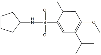 N-cyclopentyl-5-isopropyl-4-methoxy-2-methylbenzenesulfonamide 结构式