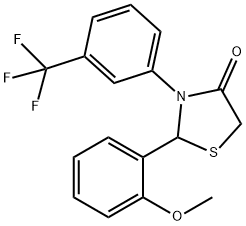 2-(2-methoxyphenyl)-3-[3-(trifluoromethyl)phenyl]-1,3-thiazolidin-4-one 结构式