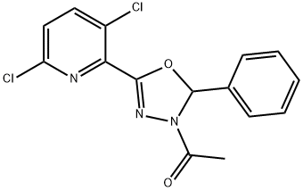 2-(4-acetyl-5-phenyl-4,5-dihydro-1,3,4-oxadiazol-2-yl)-3,6-dichloropyridine Structure