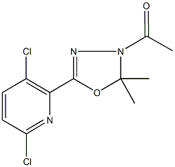 2-(4-acetyl-5,5-dimethyl-4,5-dihydro-1,3,4-oxadiazol-2-yl)-3,6-dichloropyridine,927638-28-6,结构式