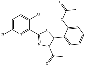 2-[3-acetyl-5-(3,6-dichloro-2-pyridinyl)-2,3-dihydro-1,3,4-oxadiazol-2-yl]phenyl acetate Structure