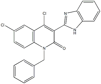 3-(1H-benzimidazol-2-yl)-1-benzyl-4,6-dichloro-2(1H)-quinolinone Structure