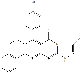 7-(4-chlorophenyl)-10-methyl-6,12-dihydrobenzo[h][1,2,4]triazolo[4',3':1,2]pyrimido[4,5-b]quinolin-8(5H)-one,927638-43-5,结构式