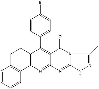 7-(4-bromophenyl)-10-methyl-6,12-dihydrobenzo[h][1,2,4]triazolo[4',3':1,2]pyrimido[4,5-b]quinolin-8(5H)-one Struktur