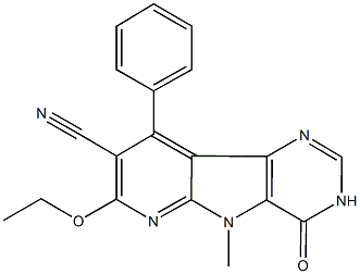 7-ethoxy-5-methyl-4-oxo-9-phenyl-4,5-dihydro-3H-pyrido[3',2':4,5]pyrrolo[3,2-d]pyrimidine-8-carbonitrile Struktur