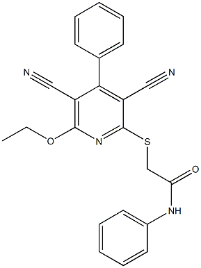 2-[(3,5-dicyano-6-ethoxy-4-phenyl-2-pyridinyl)sulfanyl]-N-phenylacetamide,927638-99-1,结构式