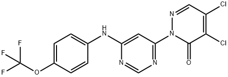 4,5-dichloro-2-{6-[4-(trifluoromethoxy)anilino]-4-pyrimidinyl}-3(2H)-pyridazinone Structure