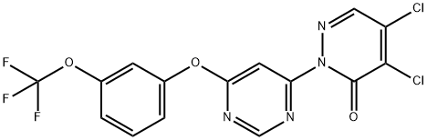 4,5-dichloro-2-{6-[3-(trifluoromethoxy)phenoxy]-4-pyrimidinyl}-3(2H)-pyridazinone Struktur