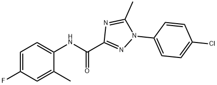 1-(4-chlorophenyl)-N-(4-fluoro-2-methylphenyl)-5-methyl-1H-1,2,4-triazole-3-carboxamide,927640-15-1,结构式