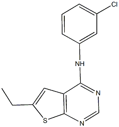 N-(3-chlorophenyl)-N-(6-ethylthieno[2,3-d]pyrimidin-4-yl)amine,929445-75-0,结构式