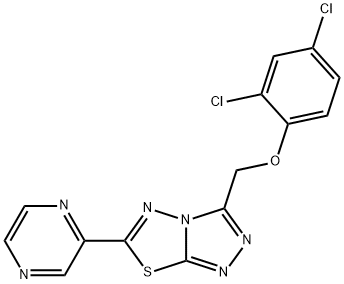 2,4-dichlorophenyl [6-(2-pyrazinyl)[1,2,4]triazolo[3,4-b][1,3,4]thiadiazol-3-yl]methyl ether 化学構造式