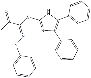 4,5-diphenyl-1H-imidazol-2-yl 2-oxo-N-phenylpropanehydrazonothioate 结构式