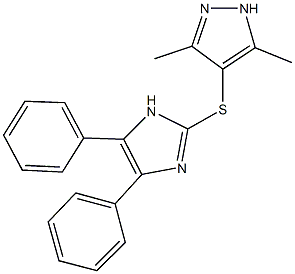 4-[(4,5-diphenyl-1H-imidazol-2-yl)sulfanyl]-3,5-dimethyl-1H-pyrazole 化学構造式